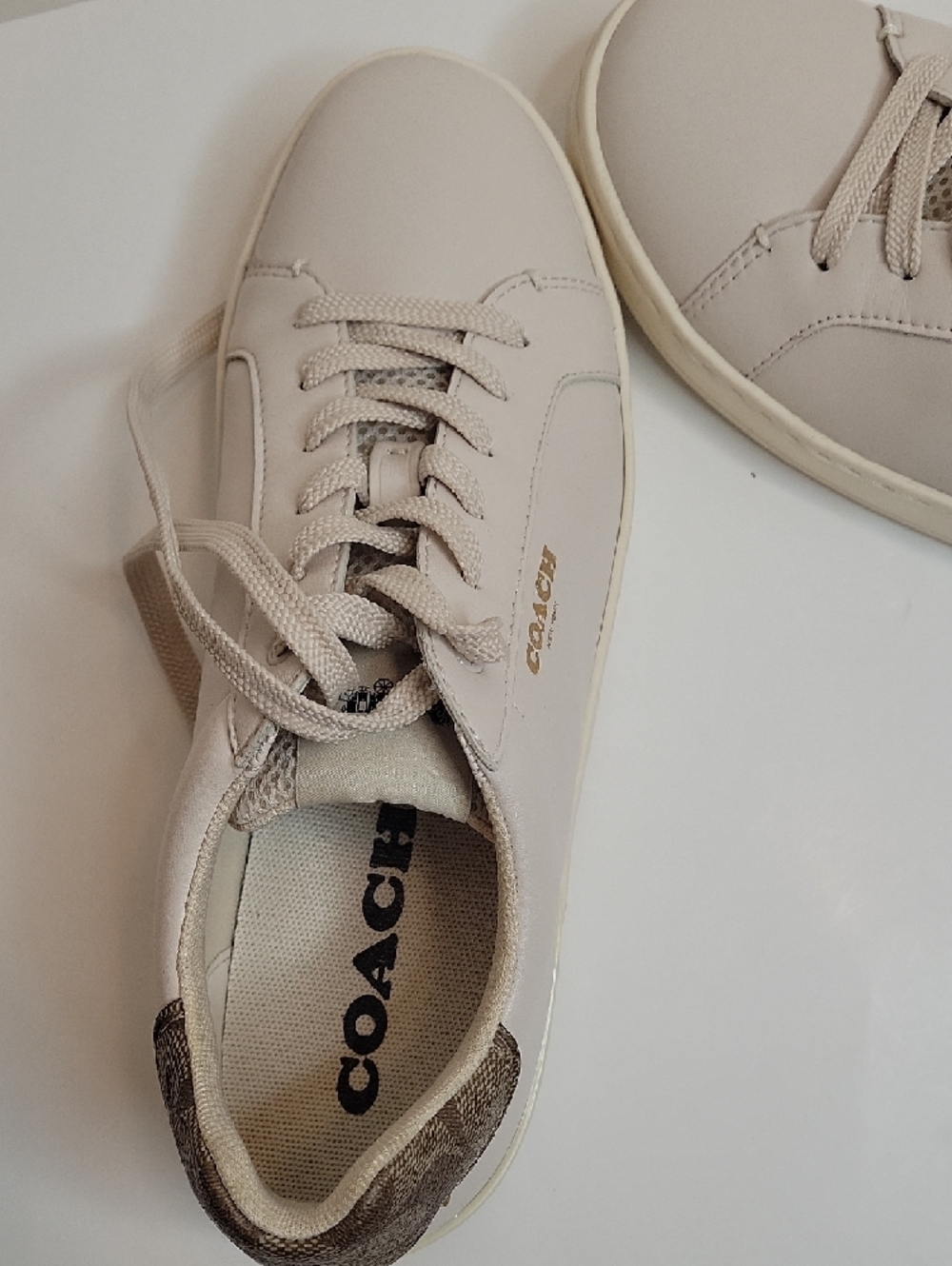 Coach Women's Chalk Sneakers with Brown Accent Heel - Picture 5 of 7
